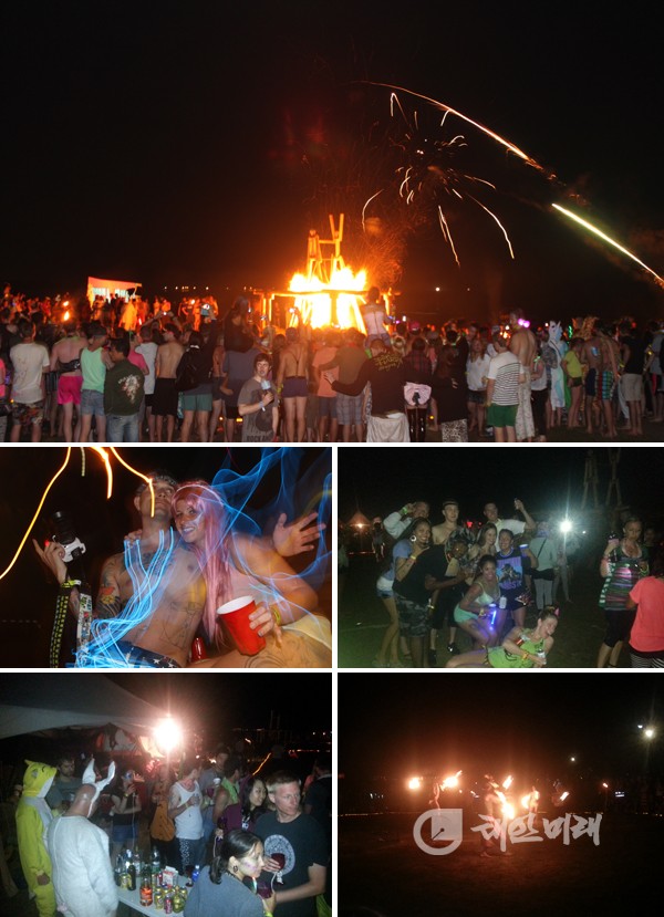 지난 13~15일 남면 청포대해수욕장에서 코리아번축제가 개최됐다. 축제가 절정을 이룬 14일 세계 각국에서 몰려든 800여명의 외국인들과 내국인들이 열정의 밤을 보냈다.